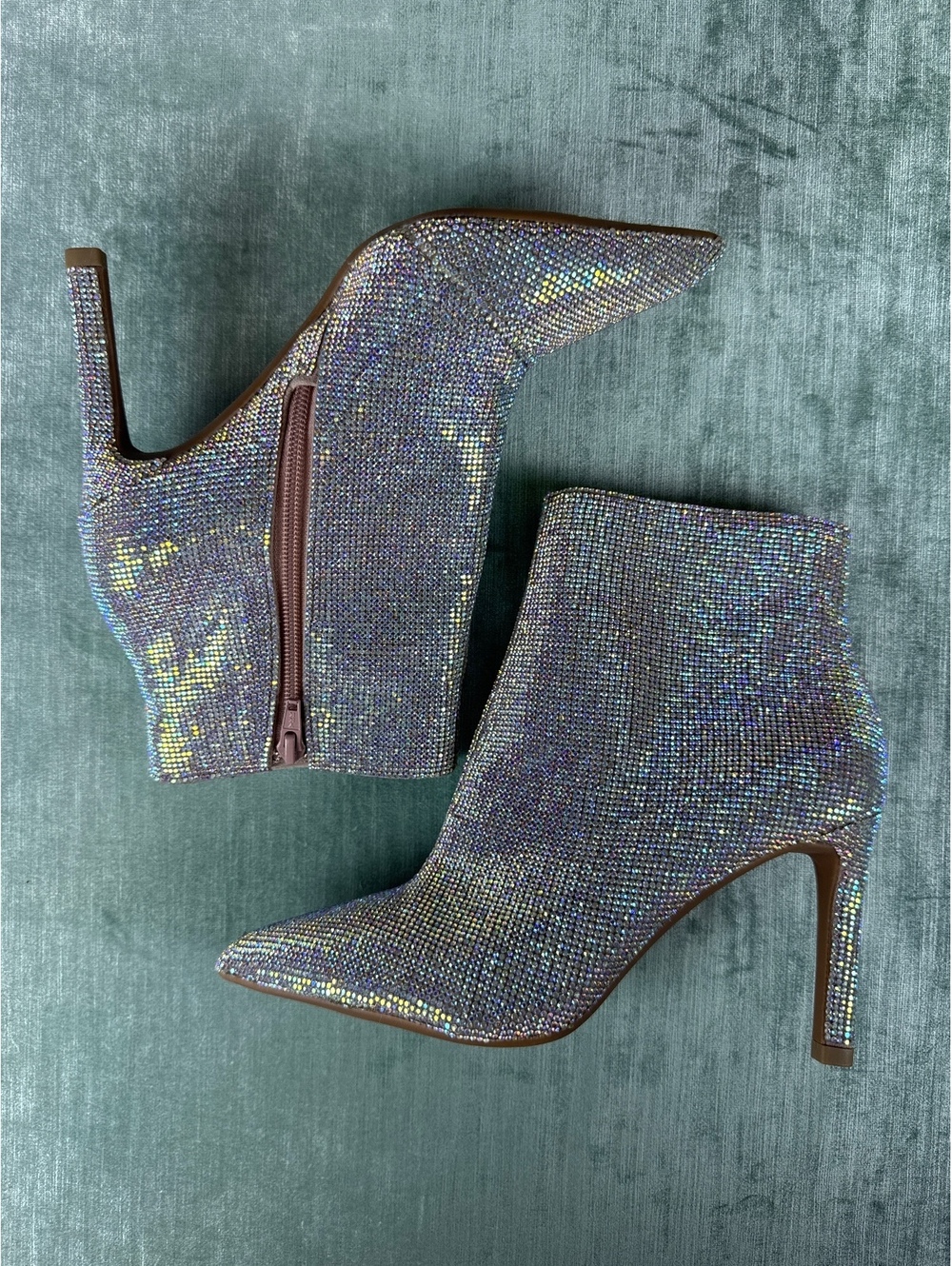 Gianni Bini Rose Gold Rhinestone Stiletto Ankle Booties 7.5M